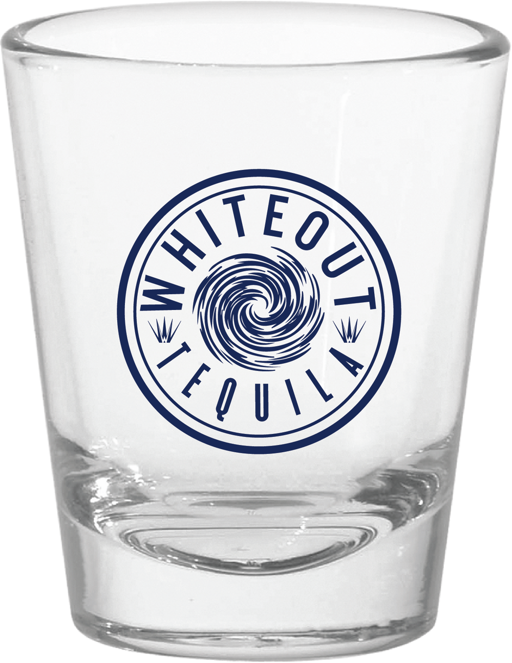 Whiteout Tequila Tapered Shot Glass with Navy imprint